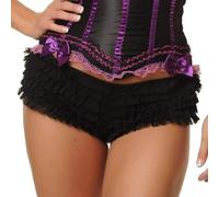 Short Femme Court Dentelle et Volants Style Lolita Superposé Mignon Micro Short Léger Décontracté pour Layer ou sous-vêtement Bas Fantaisie(Black, XL)