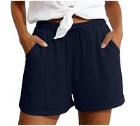 Short Femme décontracté Coupe Fluide sans Serrage Conception travaillée Confort Durable Circulation aérienne agréable assemblages Robustes idéal Sorties Entre Proches activités légères (Navy, M)