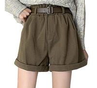 Short Femme en Velours CôTelé Couleur Unie Mode Short Chic Et Elegant Taille Haute avec Ceinture Short Bermuda LéGer Et Respirant DéContractéE D'éTé ExtéRieur Vacances Plage