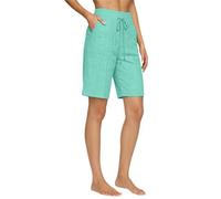 Short Femme Été Chic Shorts Et Bermuda en Coton Lin Taille Haute Élastique