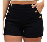 Short Femme Ete Fluide en Coton Décontractée Mode Aesthetic Pantalon Femme Taille Elastique Élastique，Shorts Et Bermudas Femme Sport Classique Couleur Unie
