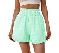 Short Femme Été Haute Taille Rayures Dentelle Poches Style Plage Léger Large Short Femme Été Élégant Aéré Décontracté pour Vacances Et Sortie Estivale Sport