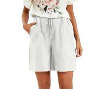 Short Femme Ete, Short décontracté uni avec Taille élastique - Léger, Respirant, Confortable, Coupe Ample, idéal pour l'été, Les Voyages, Le Sport et Le Quotidien.