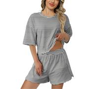 Short Femme Ete Short Femme Rayé en Ensemble Pyjama avec Haut Assorti Coupe Ample et Confortable pour la Maison et Séjour Décontracté Léger et Doux Disponible en Plusieurs Couleurs et Tailles