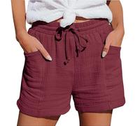 Short Femme Jambes Larges avec Poche Pantalon Court Grande Taille Cordon De Serrage Été Shorts Décontracté Coton Et Lin Taille Elastique Ample Bermuda Taille Haute Short Yoga Running Sport