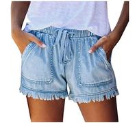 Short Femme Jean Taille Haute ete Denim Pantalon Moyen Short en Jean Respirant et Confortable Shorts en Denim Déchiré Baggy Boyfriend Sexy Hot Pants avec Poches Décontracté Pantacourt Pas Cher