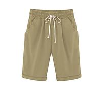 Short Femme Large Mer D'été Short Curvy Trekking Léger Confortable Bermuda Court Court Mode Tennis Léger Plage Volley-ball avec Poches Taille Élastique Fitness, Café, L