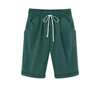 Short Femme Large Mer D'été Short Curvy Trekking Léger Confortable Bermuda Court Court Mode Tennis Léger Plage Volley-ball avec Poches Taille Élastique Fitness, vert, XL