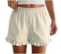 Short Femme Lin Ample Lignes Épurées Silhouette Harmonieuse Maintien Stable Absence De Gêne Corporelle Respirabilité Naturelle Résistance Après Usages Répétés Convenant Tenues Élégantes (Yellow, L)