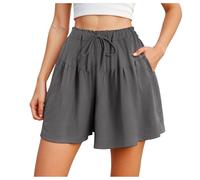 Short Femme Lin Ample Lignes Épurées Silhouette Harmonieuse Maintien Stable Absence De Gêne Corporelle Respirabilité Naturelle Résistance Après Usages Répétés Convenant Tenues Élégantes (Grey, L)