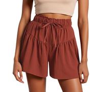 Short Femme Lin Bermuda Ete Habillé Shorts en Casual Chic Pantalon Sport Fluide Ample Leger Élastique Plage Running Randonnée Jogging Court avec Poches Coton Vetement Grande Taille Trail