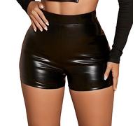 Short Femme Sexy- Mini Short Cuir Verni Moulant Slim Décontracté Tendance Été Classiques Couleur Unie Chic Et Élégants Taille Haute Léger De Tous Les Jours Clubwear Party Et Danse Streetwear