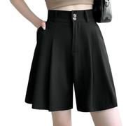 Short Femme,Short D'Extérieur Taille Haute pour Femme, Ample Et Décontracté, Idéal pour L'Été, Le Camping Et Les Voyages.-Noir-XL