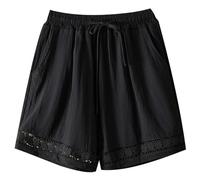 Short Femme Short Lin Femme Leger Pantalon Cargo Été Shorties Ample Randonnée Mode Vetement Blanc Jogging Dentelle Bermuda Fille Molleton Marche Noir 3XL Coton Ete Sport 2 en 1 Randonnee Large