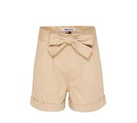 Short femme - Tommy Jeans - Ref 52934 - 100% coton bio - Ceinture à nouer - Beige 25