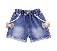 Short Fille Jean Léger Short de Sport Plage Vacances Pantacourt Été Chic Large Fluide Shorts et Bermudas pour Enfants Filles Décontracté Shorts en Denim Pantalon Court 2-7 ans