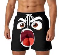 Short Fitness Homme,Short d'été décontracté à imprimé de Visages de Dessins animés Amusants, Confortable, Taille élastique, Respirant, Pantalon d'extérieur