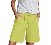 Short Fluide Femme Short Femme Bermuda Coton Fluide Coton Taille Elastique Jogging Shorts Leger Shorts Sport avec Cordon De Serrage Et Poches Taille Haute Eponge