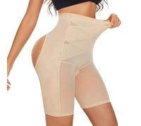 Short gainant taille haute pour femme avec rabat sur le devant | Short taille haute avec jambes étendues et panneau avant qui se chevauche. La composition fournie répertorie le nylon et