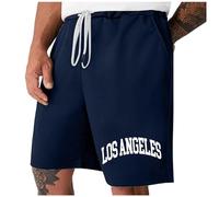 Short graphique pour homme Los Angeles City Name Imprimé Taille élastique Casual Streetwear Short avec tissu à séchage rapide, bleu marine, XL