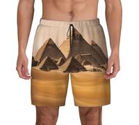 Short hawaïen imprimé pyramides d'Égypte pour homme, séchage rapide, surf, plage, vacances, activités d'été, Noir/blanc, L