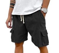Short Homme,Baggy Multi-Poches Décontracté Extérieur Salopette Chantier Sexy Baggy Leger Curvy Sécurité Short De Travail Homme,Long Jogging Blanc Fitness Militaire Cargo Court Vêtements noir XL