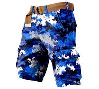 Short Homme Bermuda Camouflage Cargo avec Multi-Poche Short de Sport Décontracté Running Plage Court Pantalon Jogging Casual Pantalon Court Travail Randonnée Outdoor Taille Elastique