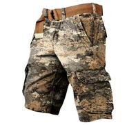 Short Homme Bermuda Camouflage Cargo avec Multi-Poche Short de Sport Décontracté Running Plage Court Pantalon Jogging Casual Pantalon Court Travail Randonnée Outdoor Taille Elastique