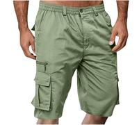 Short Homme Bermuda Cargo Homme avec Poches Zippées Short De Sport Décontracté Shorts Running Plage Court Pantalon Jogging Casual Pantalon Court Travail Randonnée Taille Elastique