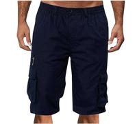 Short Homme Bermuda Cargo Homme avec Poches Zippées Short De Sport Décontracté Shorts Running Plage Court Pantalon Jogging Casual Pantalon Court Travail Randonnée Taille Elastique