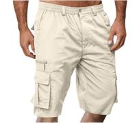 Short Homme Bermuda Cargo Homme avec Poches Zippées Short De Sport Décontracté Shorts Running Plage Court Pantalon Jogging Casual Pantalon Court Travail Randonnée Taille Elastique