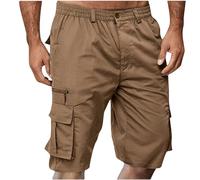 Short Homme Bermuda Cargo Homme avec Poches Zippées Short De Sport Décontracté Shorts Running Plage Court Pantalon Jogging Casual Pantalon Court Travail Randonnée Taille Elastique