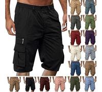 Short Homme Bermuda Cargo Homme avec Poches Zippées Short De Sport Décontracté Shorts Running Plage Court Pantalon Jogging Casual Pantalon Court Travail Randonnée Taille Elastique