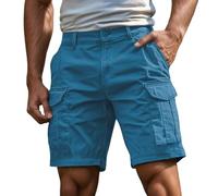 Short Homme Bermuda Cargo Short de Sport Décontracté Running Plage Court Pantalon Jogging Casual Pantalon Court Travail Randonnée Outdoor Taille Elastique S-4Xl
