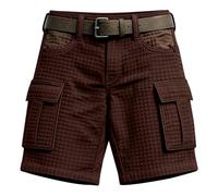 Short Homme Cargo Décontracté Coupe Ample Uni Poches Bermuda Cargo Latérales Fonctionnelles Fermeture Bouton Passants Ceinture Port Quotidien Loisirs Voyage Short De Sport Randonnée Casual