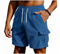 Short Homme Cargo en Velours Côtelé Bermuda Sport Décontracté avec Multi Poches Taille Élastique Cordon de Serrage Couleur Unie Mode Léger Idéal pour Plage Randonnée Outdoor