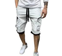 Short Homme Cargo Militaire Shorts Coton Outdoor Bermudas Léger Casual Hommes Coupe Décontracté Multi Poches Confortable Taille Elastique Été Grandes Tailles Vacances Loisir Bermuda Court Pantalons