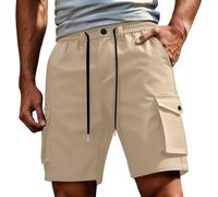 Short Homme Cargo Multi Poches Shorts Été Mesh Doublure Intérieure Coupe Ample Jambe Droite Cinq Pouces Tissu Coton Outdoor Sport Polyvalent Pantalon Mi-Long Taille sans Serrage