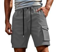 Short Homme Cargo Multi Poches Shorts Été Mesh Doublure Intérieure Coupe Ample Jambe Droite Cinq Pouces Tissu Coton Outdoor Sport Polyvalent Pantalon Mi-Long Taille sans Serrage