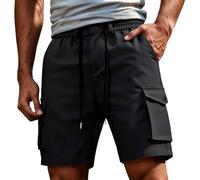 Short Homme Cargo Multi Poches Shorts Été Mesh Doublure Intérieure Coupe Ample Jambe Droite Cinq Pouces Tissu Coton Outdoor Sport Polyvalent Pantalon Mi-Long Taille sans Serrage