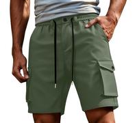 Short Homme Cargo Multi Poches Shorts Été Mesh Doublure Intérieure Coupe Ample Jambe Droite Cinq Pouces Tissu Coton Outdoor Sport Polyvalent Pantalon Mi-Long Taille sans Serrage