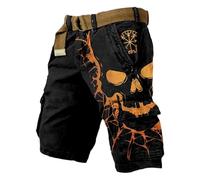 Short Homme Cargo Vikings Décontracté Coupe Ample Poches Bermuda Cargo Latérales Fonctionnelles Fermeture pour Quotidien Loisirs Voyage Short De Sport Randonnée Casual