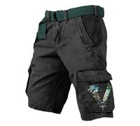 Short Homme Cargo Vikings Décontracté Coupe Ample Poches Bermuda Cargo Latérales Fonctionnelles Fermeture pour Quotidien Loisirs Voyage Short De Sport Randonnée Casual