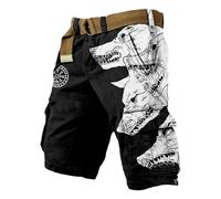 Short Homme Cargo Vikings Décontracté Coupe Ample Poches Bermuda Cargo Latérales Fonctionnelles Fermeture pour Quotidien Loisirs Voyage Short De Sport Randonnée Casual