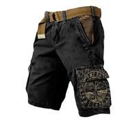 Short Homme Cargo Vikings Décontracté Coupe Ample Poches Bermuda Cargo Latérales Fonctionnelles Fermeture pour Quotidien Loisirs Voyage Short De Sport Randonnée Casual