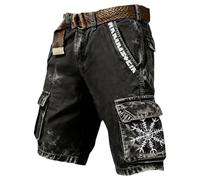 Short Homme Cargo Vikings Décontracté Coupe Ample Poches Bermuda Cargo Latérales Fonctionnelles Fermeture pour Quotidien Loisirs Voyage Short De Sport Randonnée Casual