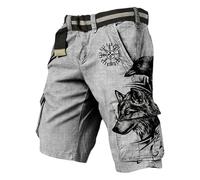Short Homme Cargo Vikings Décontracté Coupe Ample Poches Bermuda Cargo Latérales Fonctionnelles Fermeture pour Quotidien Loisirs Voyage Short De Sport Randonnée Casual