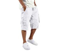 Short Homme Cordon Bermuda Poches Droites Décontracté Léger Coupe Ample Été Voyage Plage Sport Confort Usage Quotidien, 03-White, S