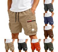 Short Homme Coton Chino Léger avec Taille à Cordon, Short Cargo Bermuda Homme Été Travail Plage, Shorts Large Pantalon Lin Respirant Confortable Mode Décontracté Sport Chic Tendance Vacances