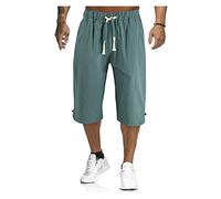 Short Homme Coton Lin Shorts Et Bermudas Homme Casual Short Cargo Homme Chino Homme avec Pochettes Bermuda Homme Baggy Respirant Short Running Homme Plage Pantalon Lin Homme été Short VTT Homme